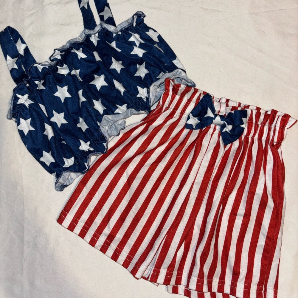 Blue and Red Patriotic Matching Sets with Stars and Stripes